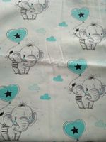 Kinderstoff am Stück (Baumwolle)  mit Elefant mit Türkis