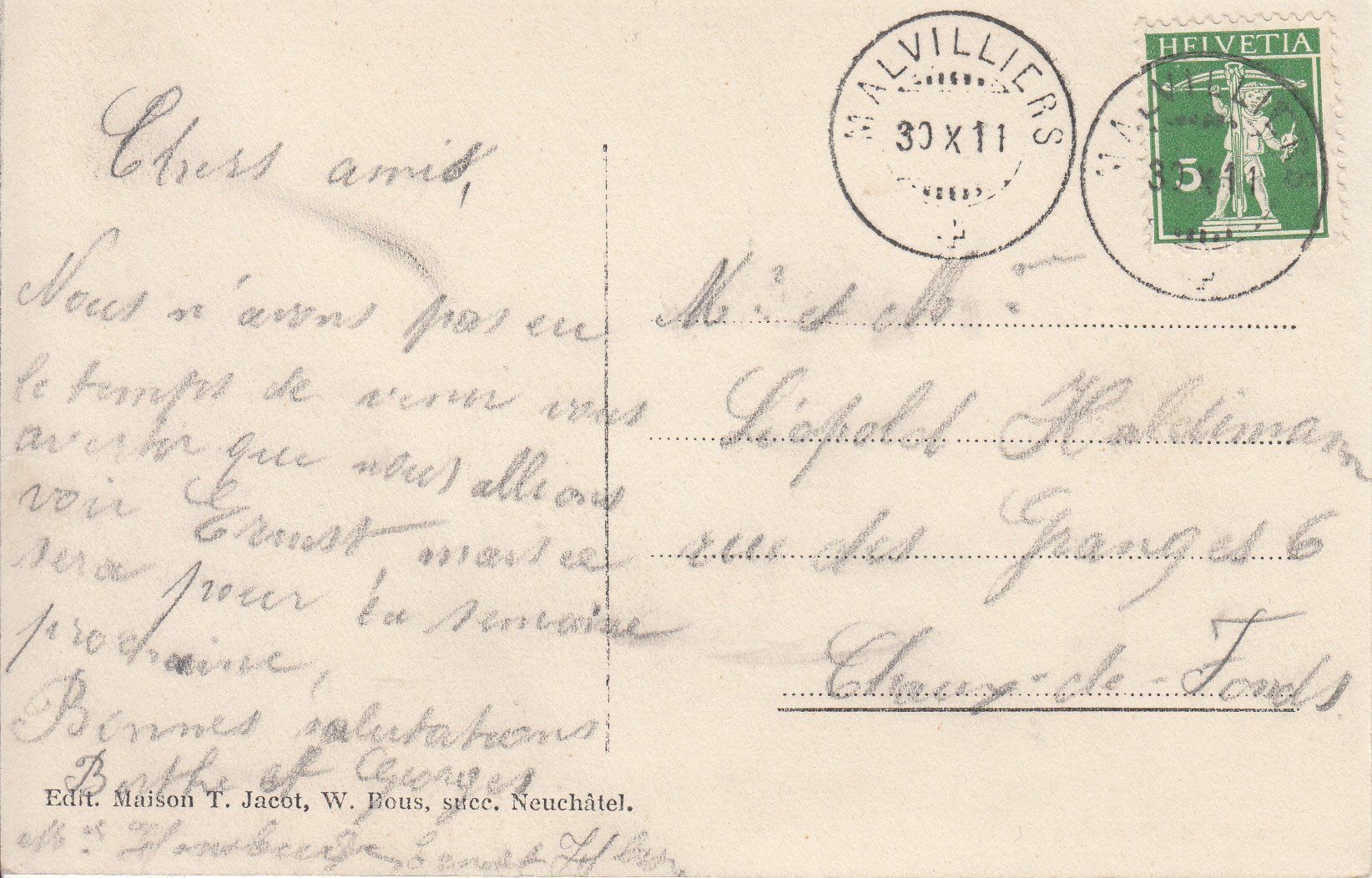Ansichtskarten: Valangin 1911 – Gebraucht aus Bürglen TG von StampGraf 1