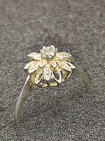 Vintage 800er Silber zarte Ring mit Zirkonia Top