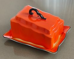 Vintage Butterdose Käsedose aus Keramik