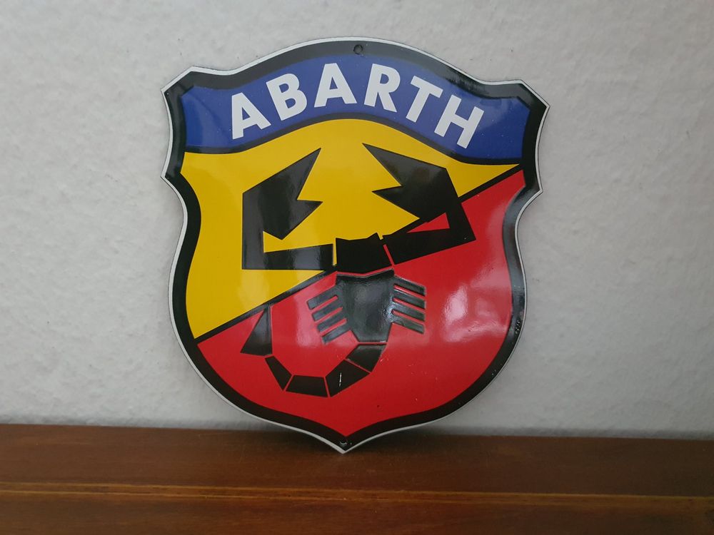 Emailschild Fiat Abarth Emaille Schild Italy Reklame Vintage 1