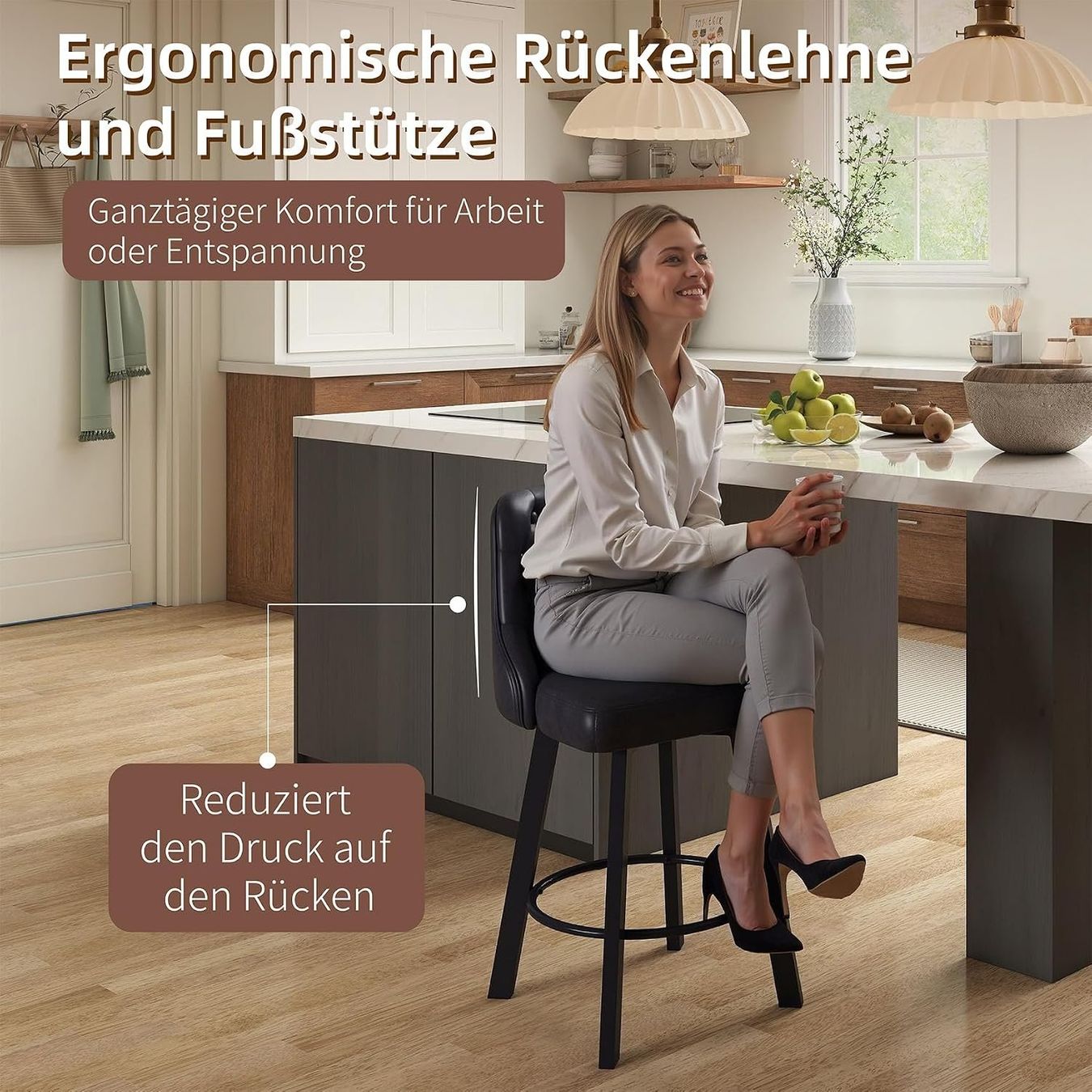 Hocker: Barhocker 4er Set PU-Leder wasserdicht Schwarz – Neu und originalverpackt aus St. Gallen von VerkaufsMaus50 4