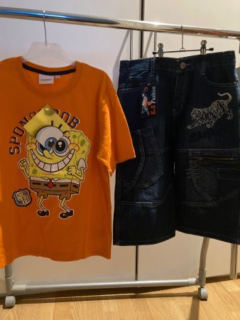 Gratis 1 T-Shirt + 1 Jeans Short, Gr.: 146/152, Neu