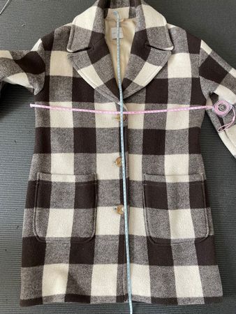 Manteau à carreaux noir et blanc taille 34 en laine