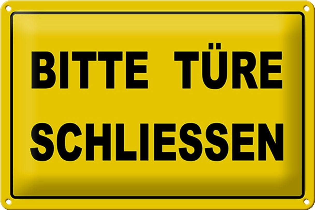 Schilder: Blechschild-BITTE TÜRE SCHLIESSEN-gelb – Neu und originalverpackt aus Rupperswil von big-one-sale
