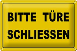 Blechschild-BITTE TÜRE SCHLIESSEN-gelb