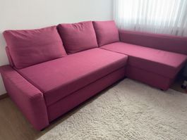 Ecksofa mit Bettfunktion und Stauraum Fuchsia gebraucht