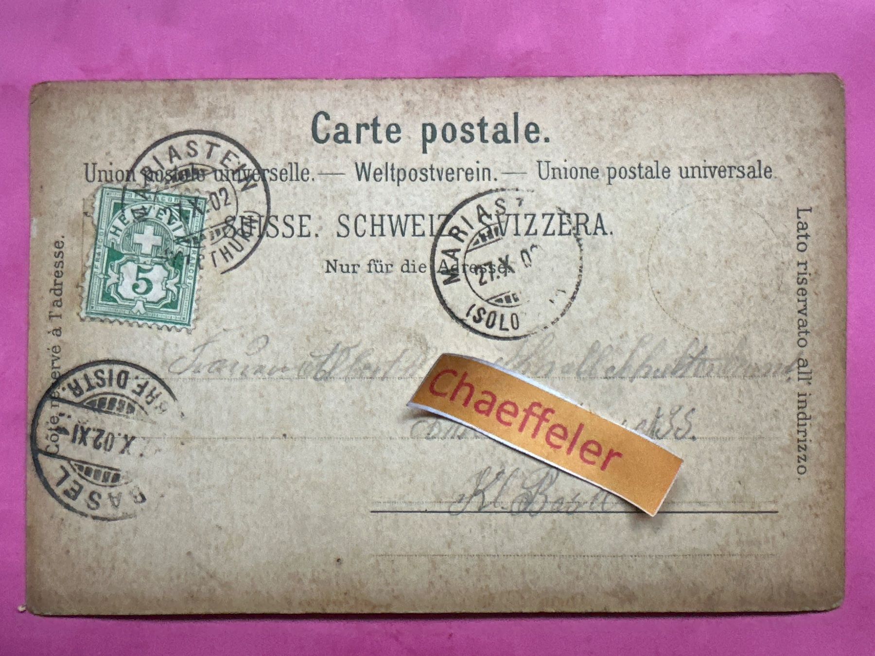 Cartoline postali: 1902 Souvenir Gruss aus Marienstein – Usato da Zürich venduto da Chaeffeler 1