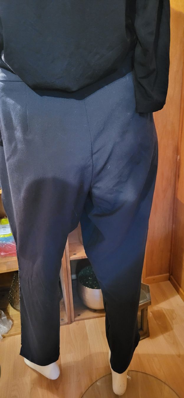 Pantaloni: Damenhose elegant, festlich gr. 48 schwarz mit Glitzerstein – Usato da Schweizersholz venduto da fuchs06 3
