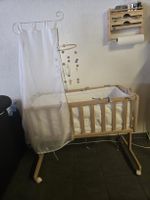 Babywiege Holz Natur inkl. Baldachin und Mobile. Top Zustand