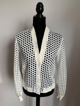 AKRIS punto: Super tolle weisse Jacke mit Lochmuster, 34/36