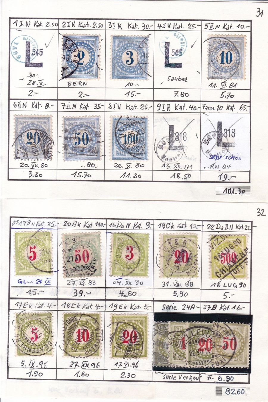 Tutti i francobolli: CH Briefmarken Lot "Portomarken" – Usato da Münchwilen AG venduto da Nesar