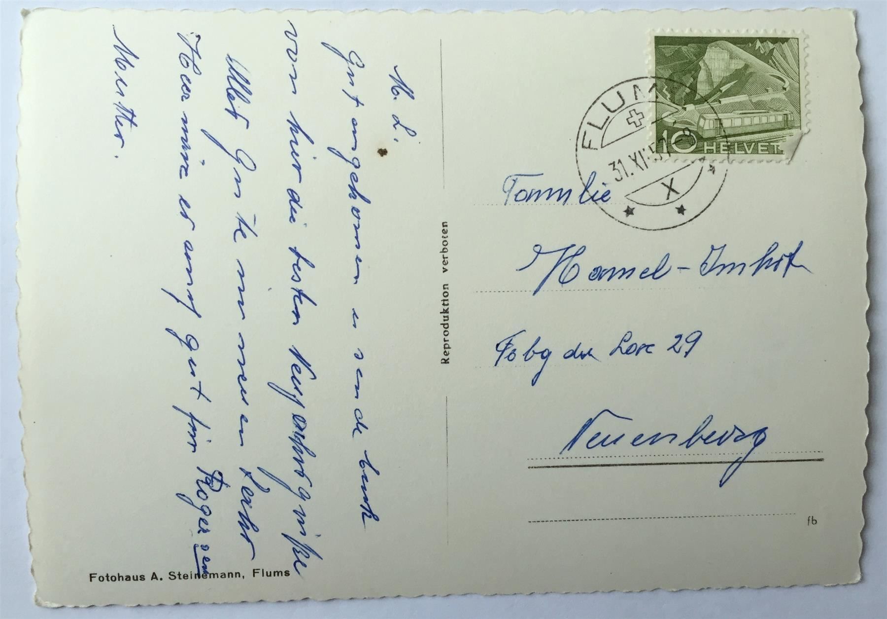 Cartoline postali: FLUMSERBERG Ferienheim Good – Usato da Jona venduto da philajona 1