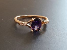 Ring mit Zirkonia, vergoldet 585, 2.0g, size 8 (57)