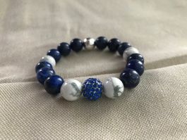 Shamballa Armband blau/weiss/silber - Neu