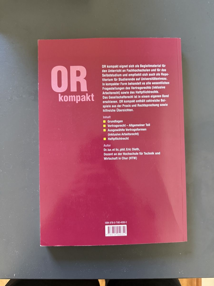 Bücher: OR Kompakt Eric Dieth 4. Auflage – Neu (gemäss Beschreibung) aus Zürich von sam_g2zl 1