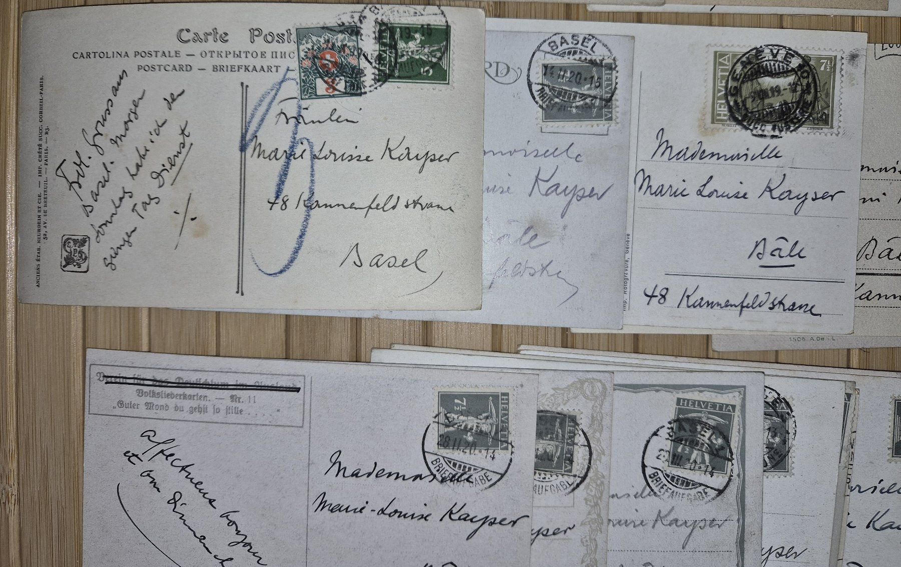 Cartoline postali: 58 antike Postkarten 1917 - 1922 mit Schweizer Marken – Usato da Basel venduto da Kurioses 6