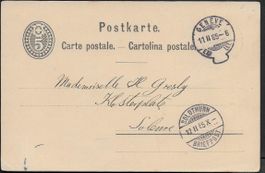 1885 PK 5ct. GENÈVE Sackstempel sauber selten ab 1.-