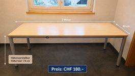 Bürotisch 200x80cm höhenverstellbar hellbuche CHF 180