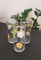 3 verres hauts décor floral