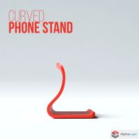 Minimal Curved Phone Stand 3D Printed Red Desk Holder