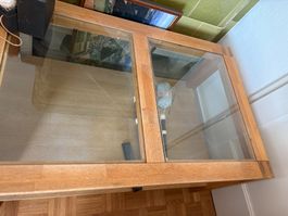 Tisch Holz mit Glaseinsatz gebraucht guter Zustand
