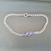 835 Silber Armband mit blauen Steinen, Vintage Schmuckstück,
