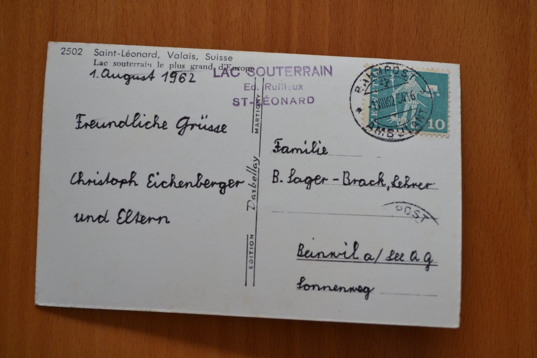 Cartoline postali: AK Saint-Léonard VS – Usato da Beinwil am See venduto da kajak55 1
