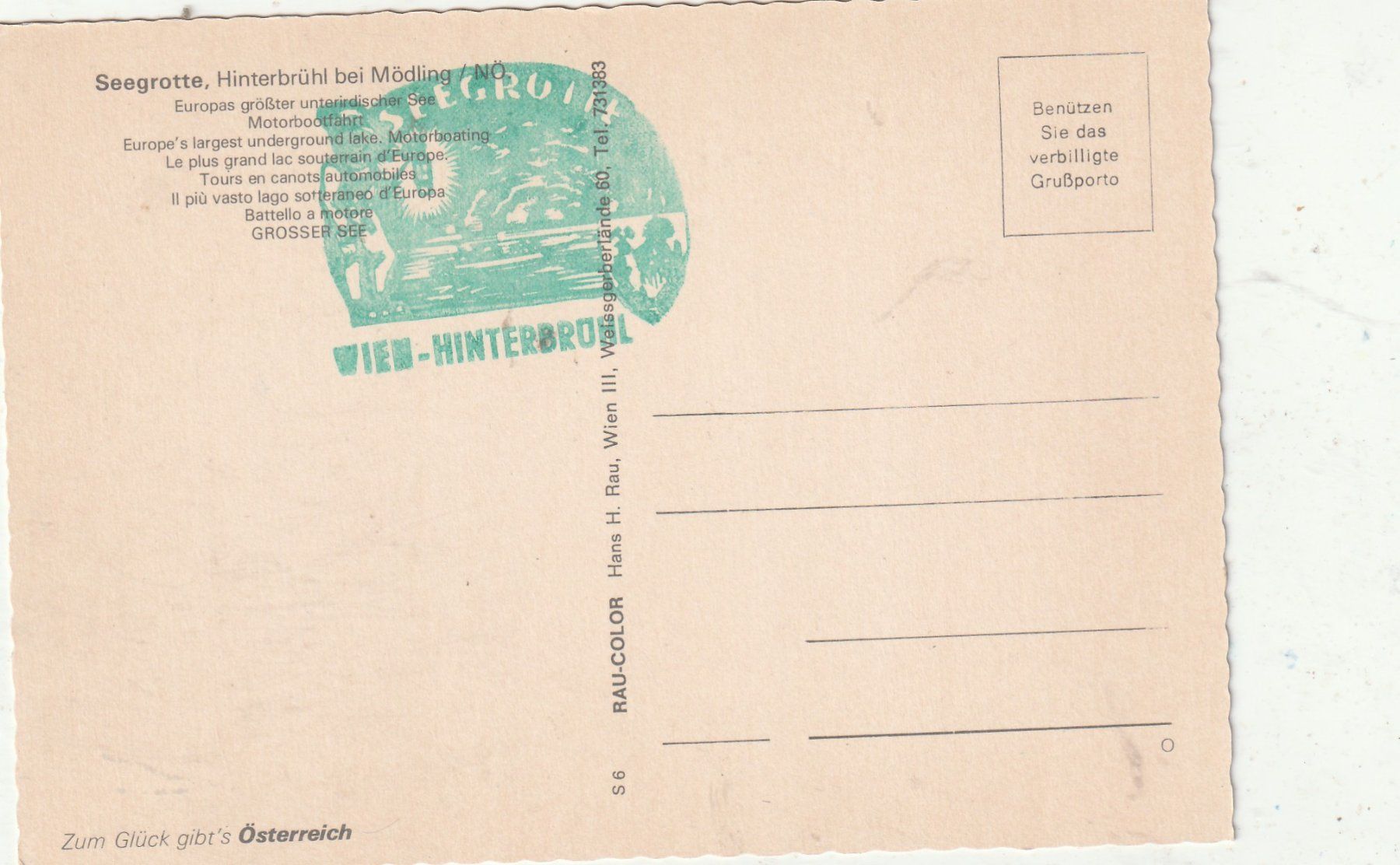 Cartoline postali: Seegrotte bei Mödling – Usato da Lumbrein venduto da made02 1
