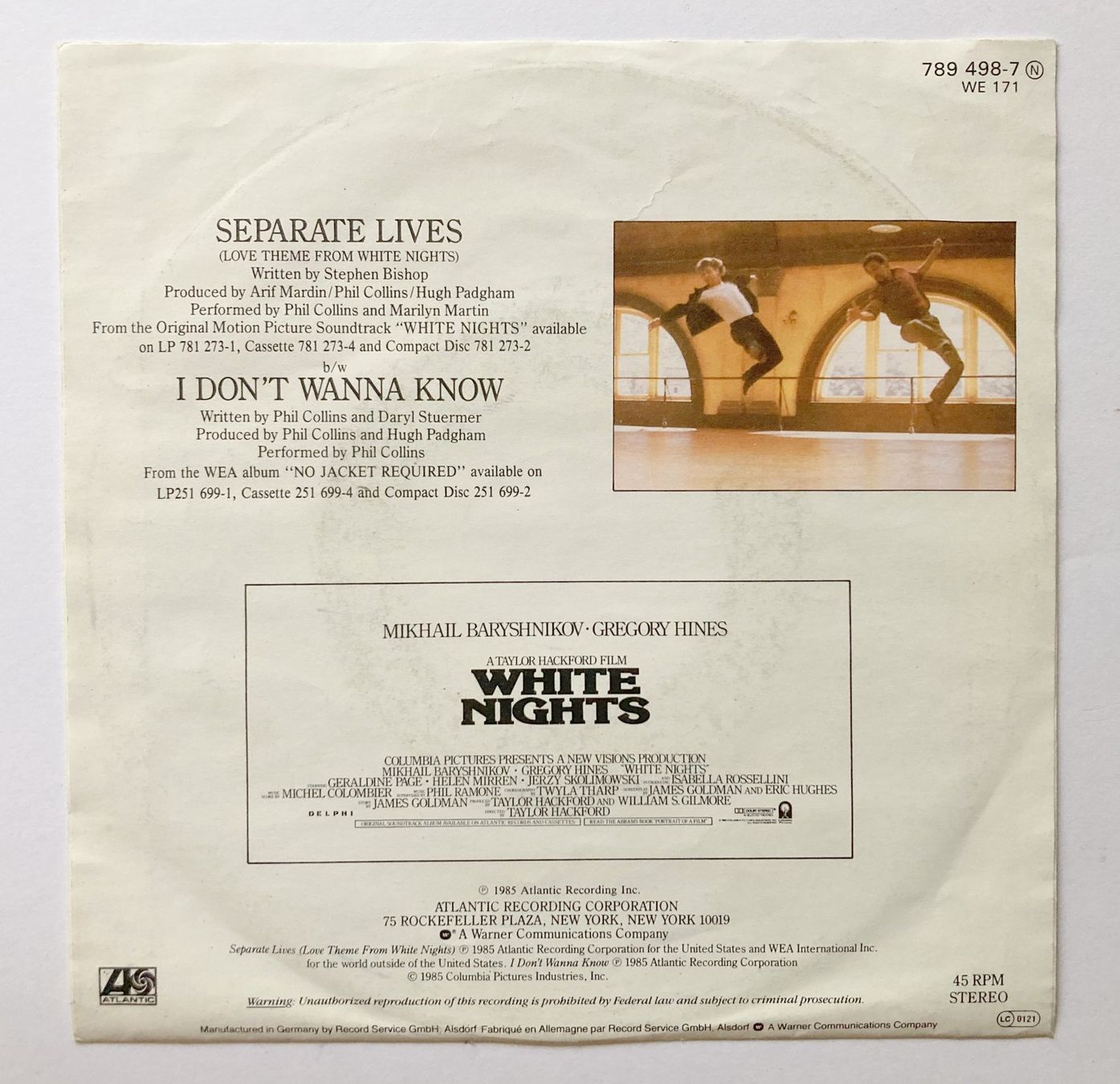 Vinyles: PHIL COLLINS - SEPARATE LIVES – D'occasion à Bottens par hotter-than-hell 1