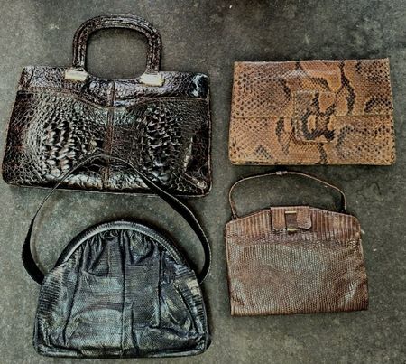 4x antike Leder Taschen/ Schlange ,Reptil/Kroko❗️