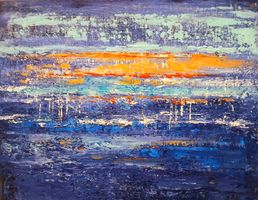 Original Gemälde Blau Abstrakt, Leinwand 50x40 cm, Unikat!!!