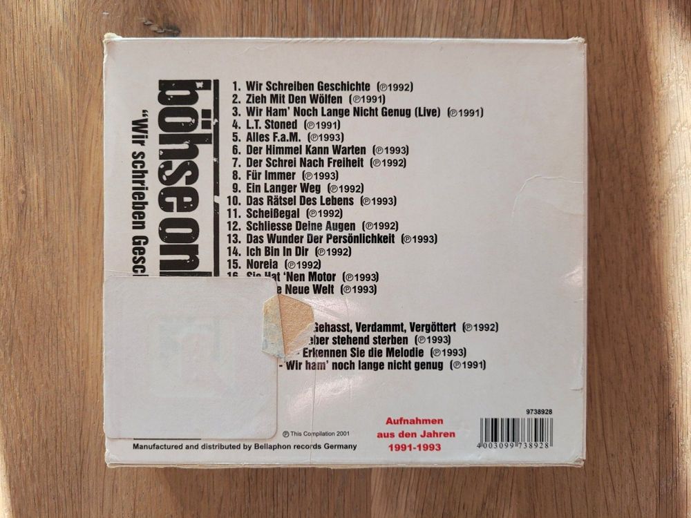 1 CD/4 CDSBox Böhse Onkelz Wir schrieben Geschichte, 2001 Kaufen