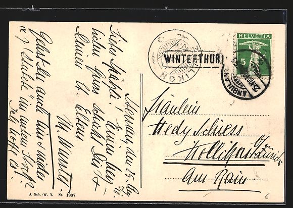 Cartoline postali: AK Winterthur, Postgebäude, 1910 – Usato da Berlin venduto da bartko-reher 1