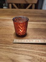 Teelichthalter Glas rot Zickzack Muster