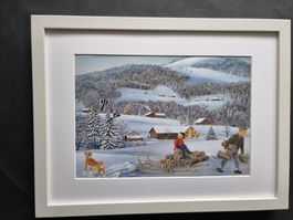 BLÄSS UND ZITA BILD HINTER PASSEPARTOUT MIT RAHMEN