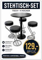 Stehtisch-Set mit 4 Hockern