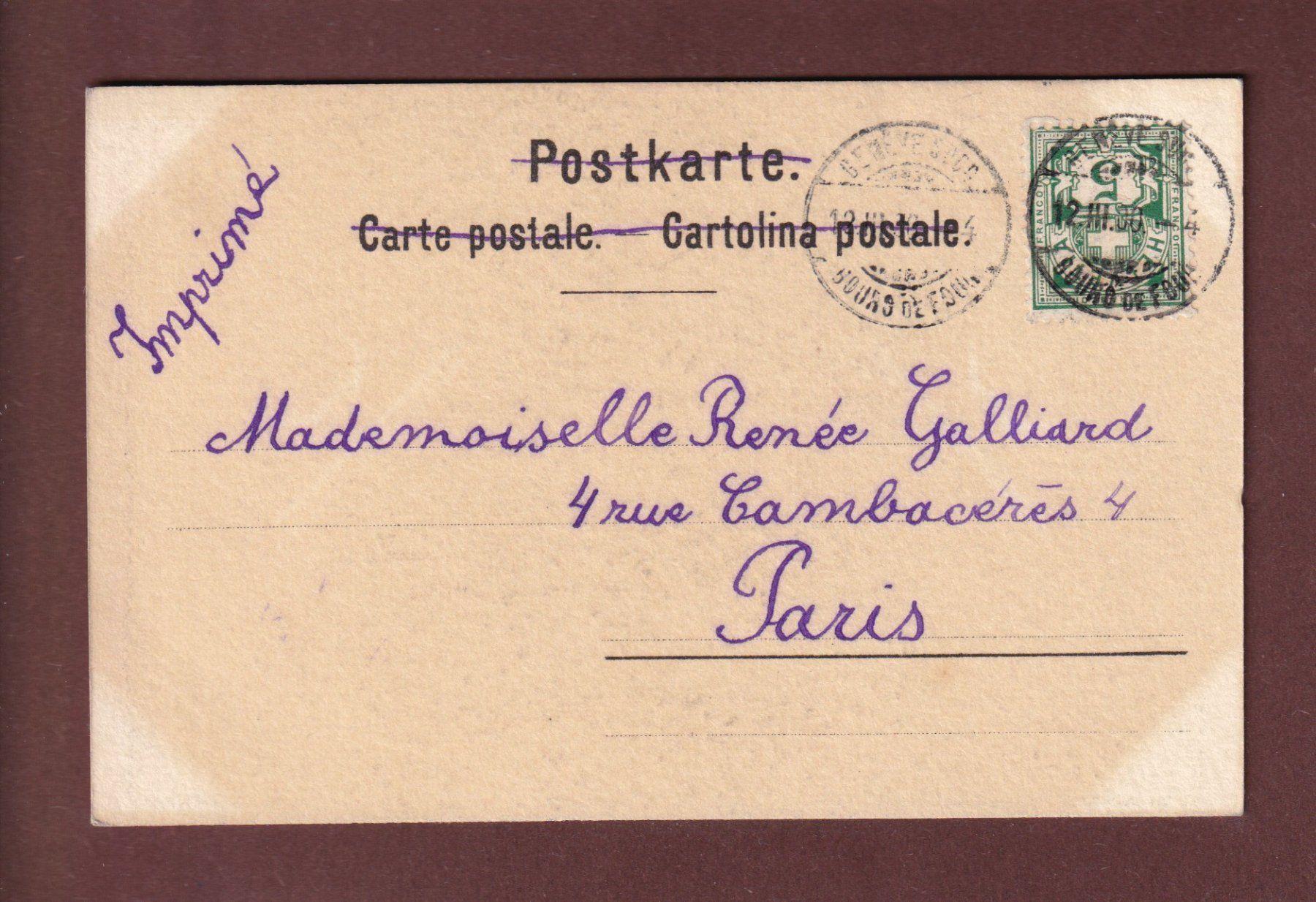 Cartoline postali: GENEVE - St. Pierre - 1900 Vouga – Usato da Pully venduto da nicecards-shop 1