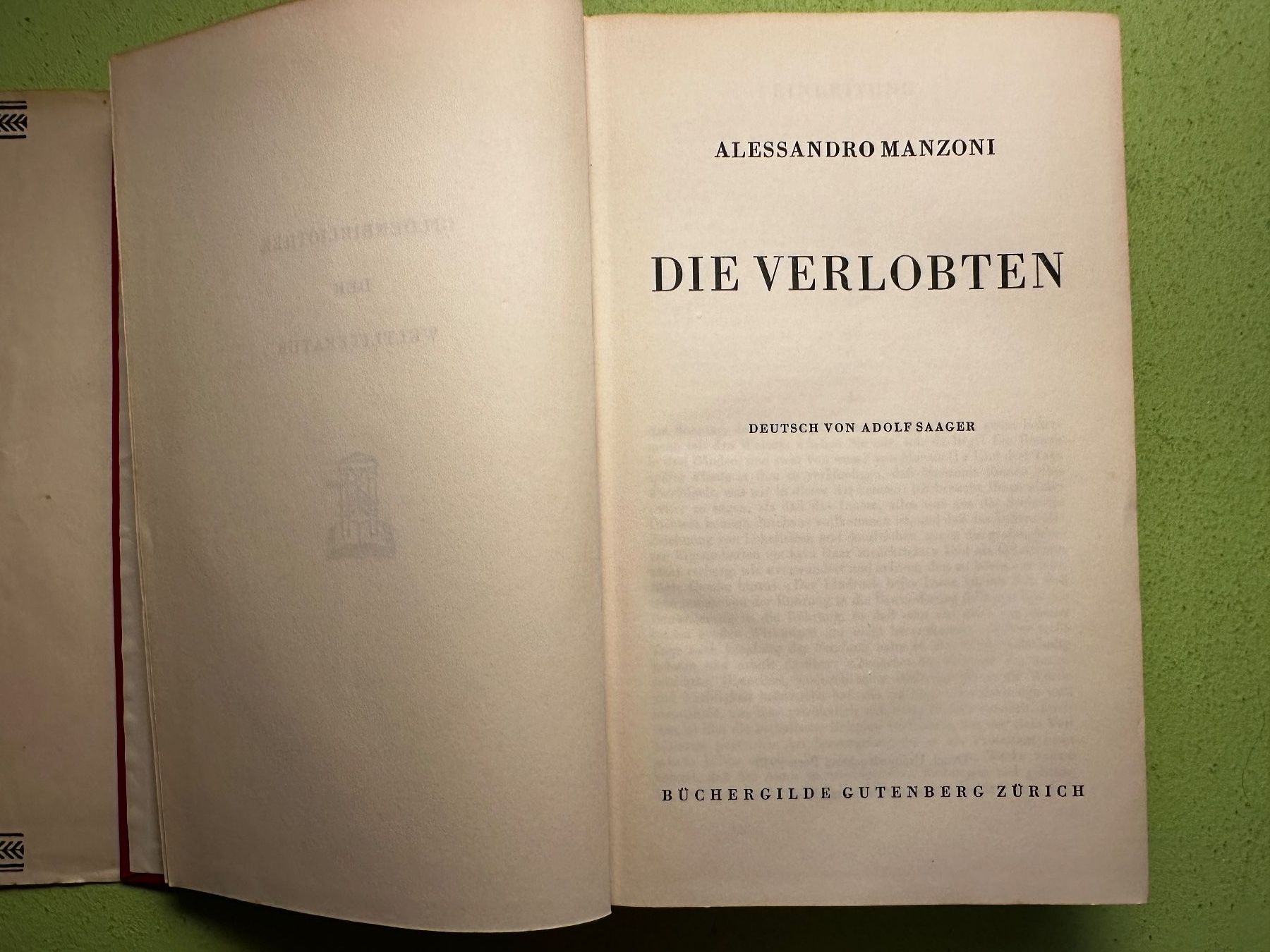 Bücher: Alessandro Manzoni: Die Verlobten. – Gebraucht aus Zürich von allp 2