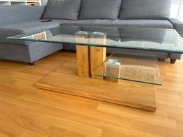 Couchtisch Glas Holz moderner Stil guter Zustand