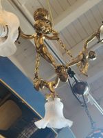 Vintage Engel Lampe mit Glas Schirmchen 