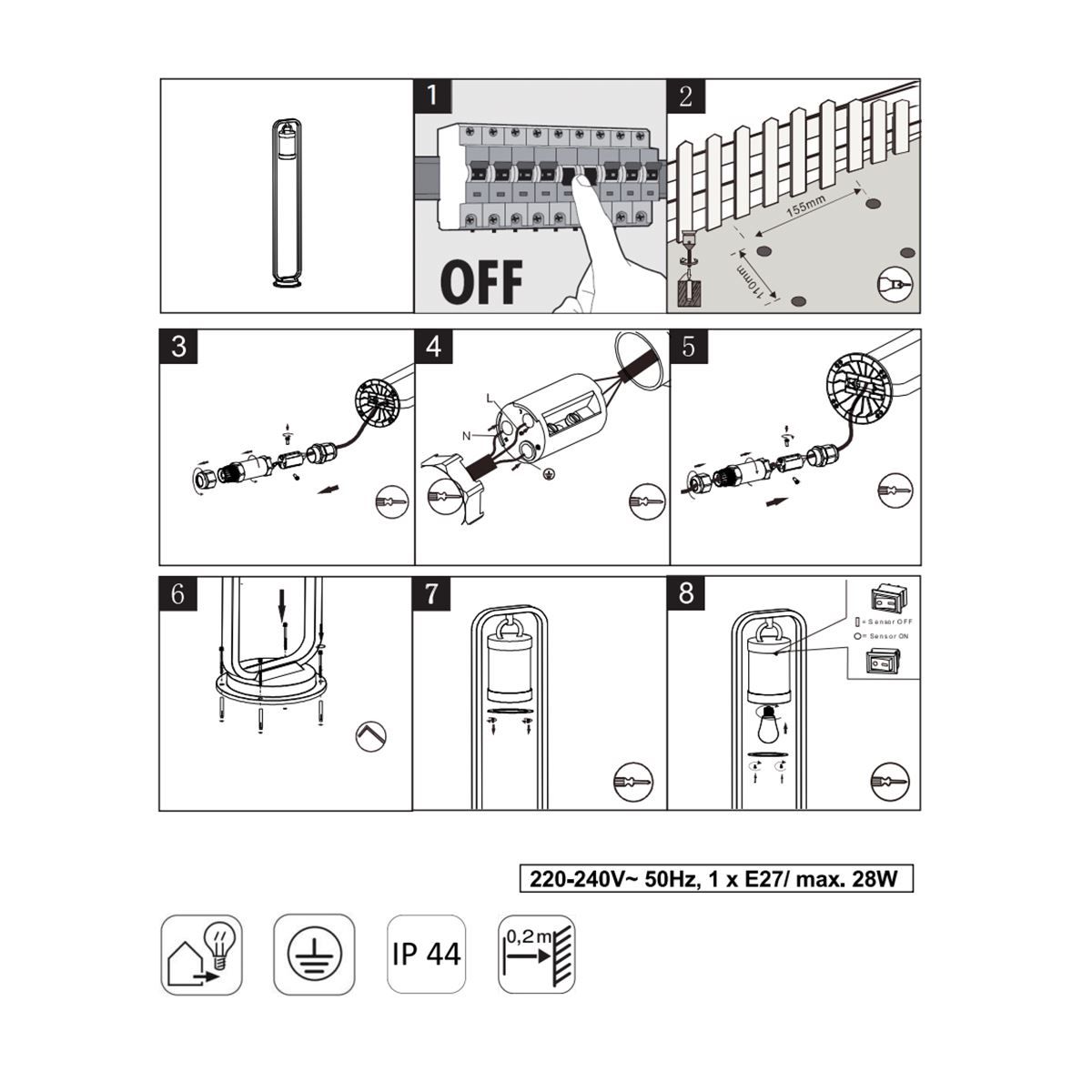 Lampade: Aussen Wege­leuchte, 60 cm Höhe, IP44 – Nuovo (secondo la descrizione) da Kreuzlingen venduto da Smart-Light 3