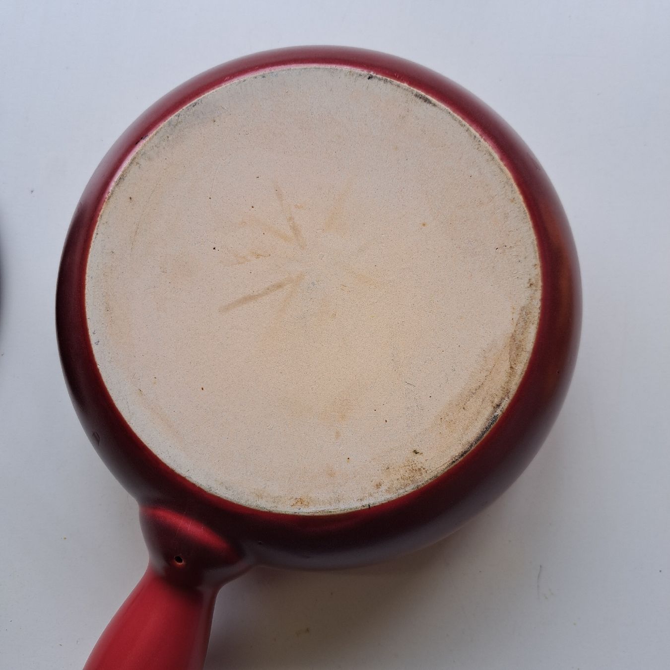 Padelle: Schönes rotes Fonduecaquelon – Usato da Zofingen venduto da Bachmann4 3