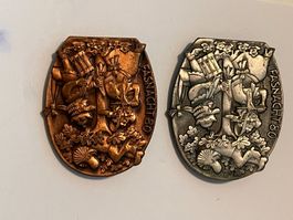 2 Basler Fasnacht Plaketten 1980 1 Silber 1 Kupfer