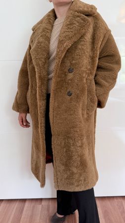 Damen Teddy Mantel Gold Braun  Grösse S