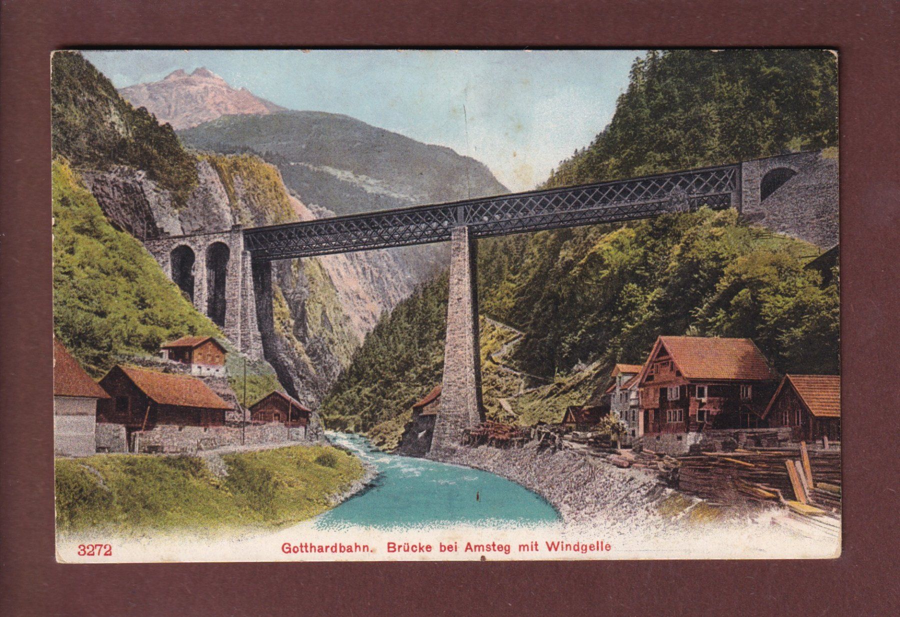 Cartoline postali: Gotthardbahn - Brücke bei AMSTEG – Usato da Pully venduto da nicecards
