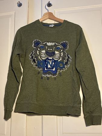 Kenzo Pullover grün mit Tiger Stickerei zustand gut