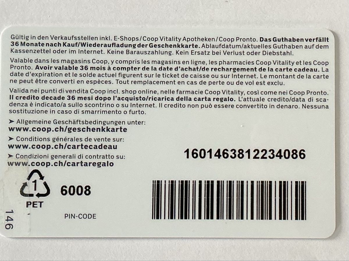 Cartoline: Coop Geschenkkarte ohne Guthaben – Usato da Allschwil venduto da gewuerznelke 1