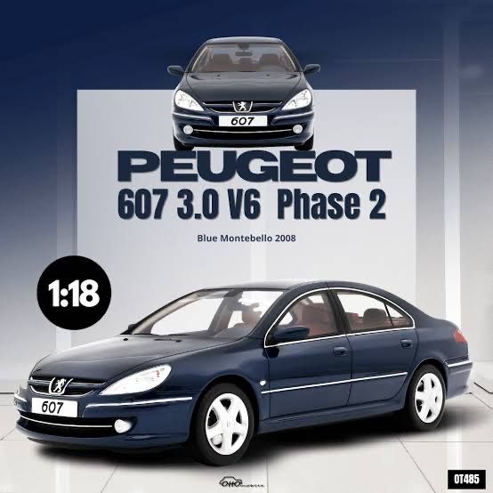 Modèle Réduit Voiture Peugeot 607 3.0 V6 2008 échelle 1:18 Otto Models - Précommande Livraison Q4/2025