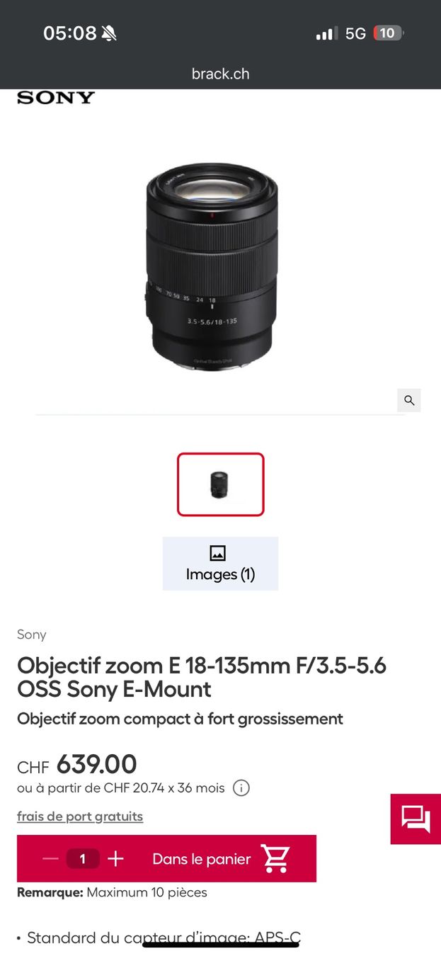 Sony Obiettivi: Objectif Sony zoom E 18-135mm F/3.5-5.6 OSS Sony E-Mount – Nuovo (secondo la descrizione) da Grolley venduto da cha_q2qq